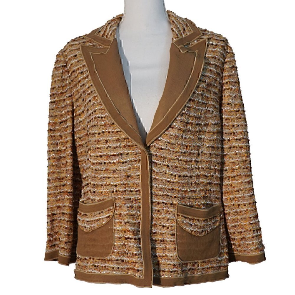 St. John Couture Textured Silk Blend Jacket w/ Tuxedo-Style Lapels   